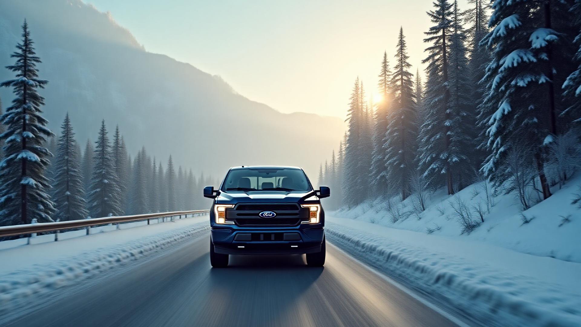 Внедорожник на заснеженной дороге Аляски