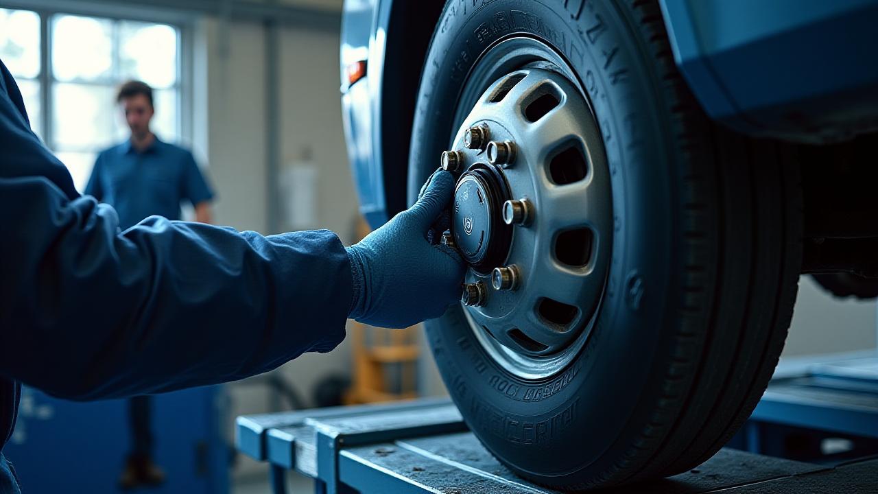 Процесс точной балансировки колеса на стенде Hofmann