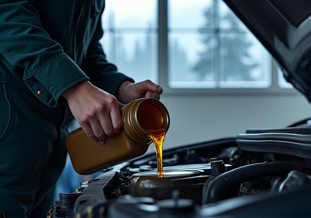 Механик Лесного Автосервиса проводит замену масла в суровых условиях Аляски